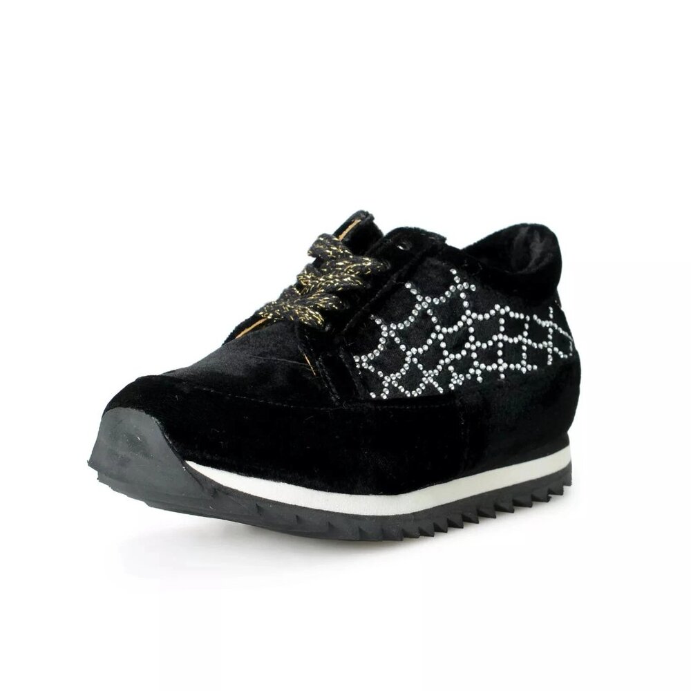 Sneakers Shoes Charlotte Olympia Girls Black "Spider Net" Velvet Leather